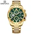 NAVIFORCE NF8021 Men Luxury Chronograph Quartz Watch Waterproof Date Stainless Steel Sport Luminous Fashion Watch - Golden Green